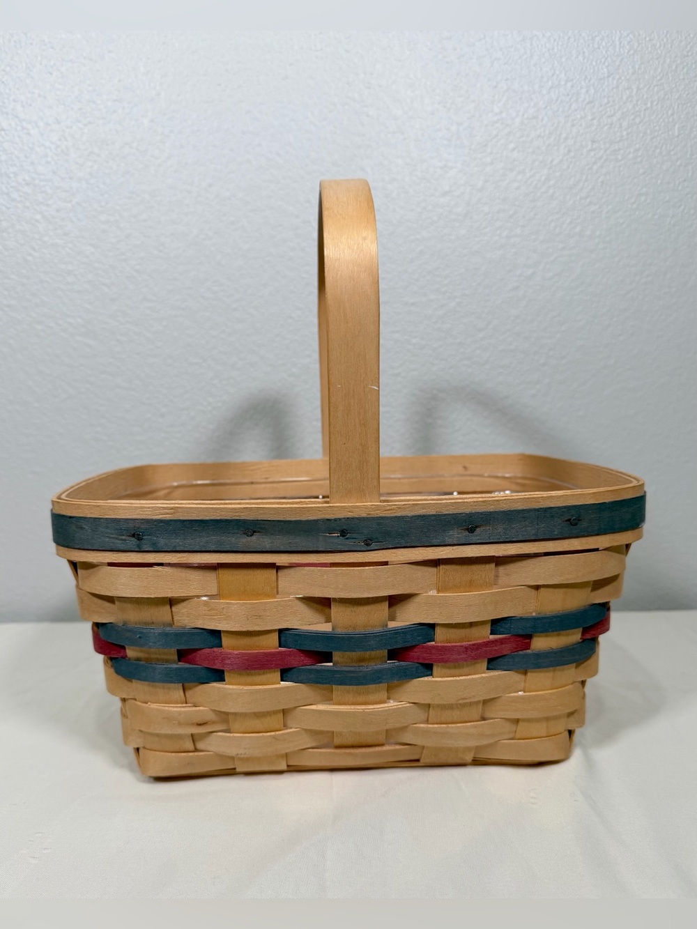 Vintage 1991 Longaberger All Purple Basket Natural Wood Spring Easter Trim 9.5x5